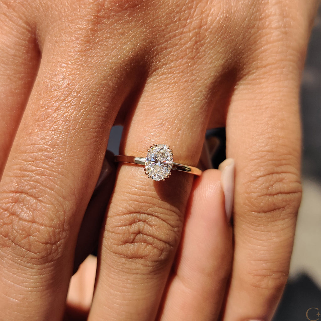 Oval Shaped Diamond Ring In Solitaire Setting