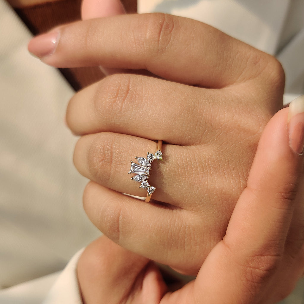 Tiara Wedding Band With Tapered Baguette Diamond