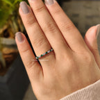 Green Emerald and Diamond Wedding Band