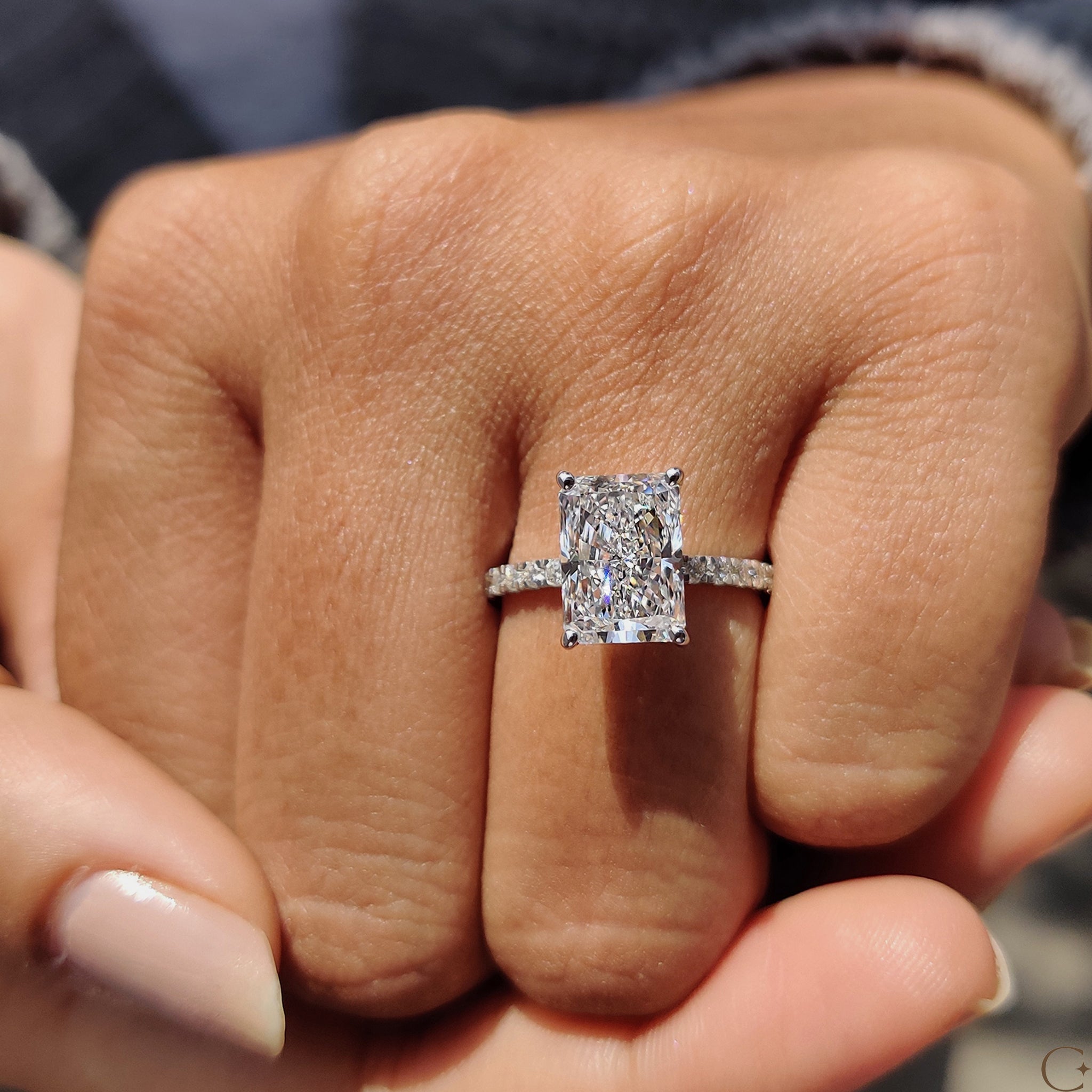 Radiant Cut Ring In Pave Setting Secondary image