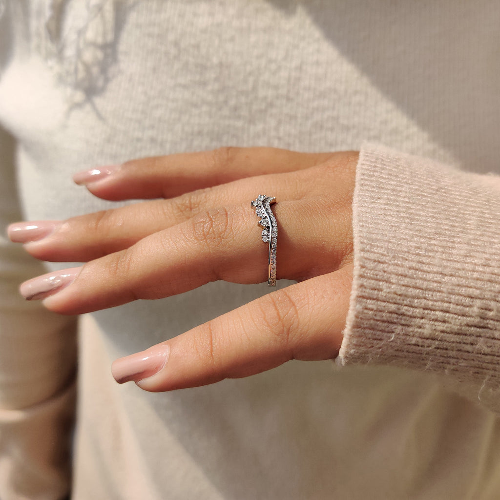 Tiara Wedding Band - Round Cut Diamonds