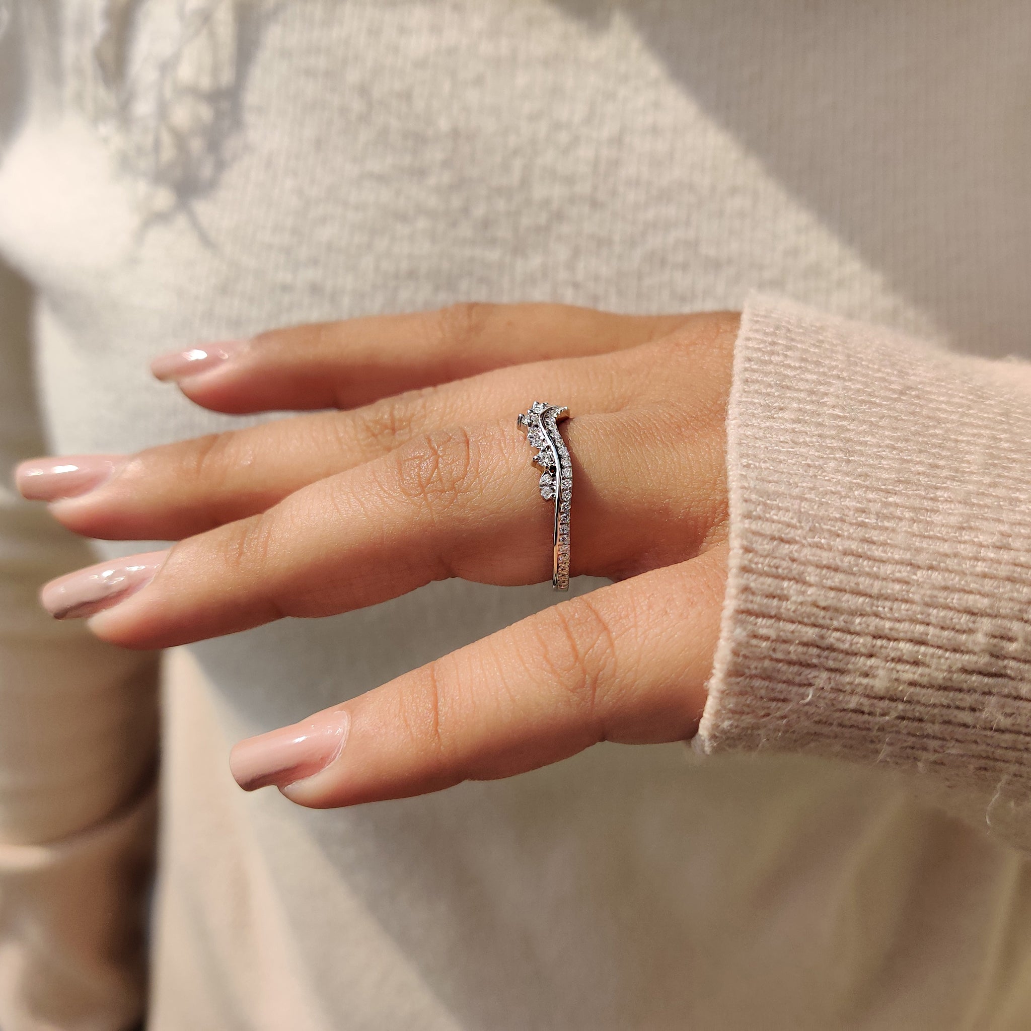 Tiara Wedding Band - Round Cut Diamonds