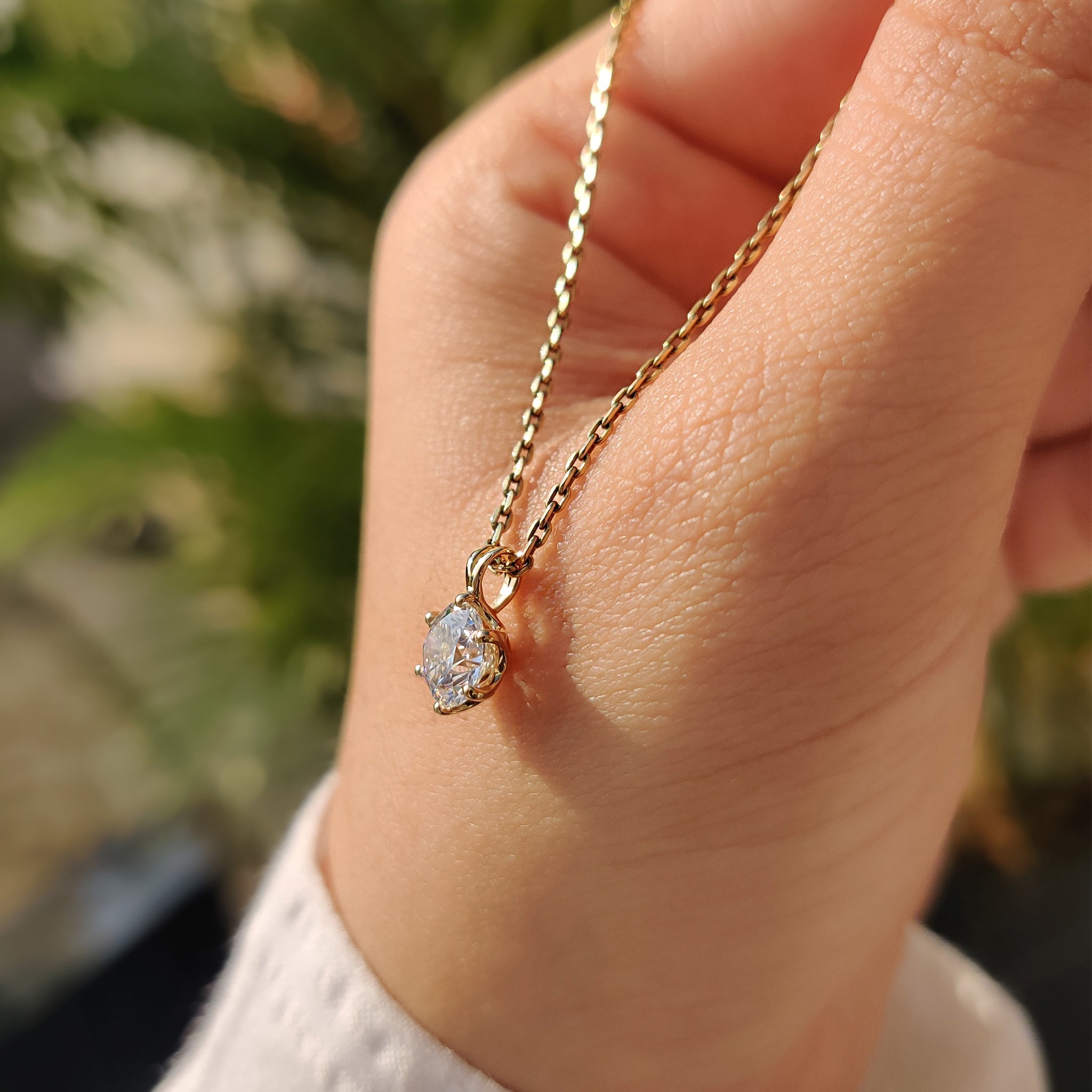 Round Cut Yellow Gold Diamond Pendant