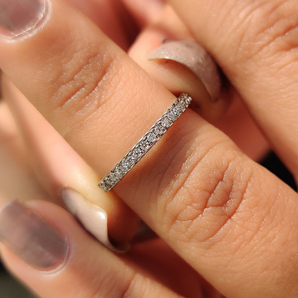 Half Eternity White Gold Diamond Band With Round Cut