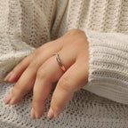 Round Cut Double Row Chevron Diamond Band