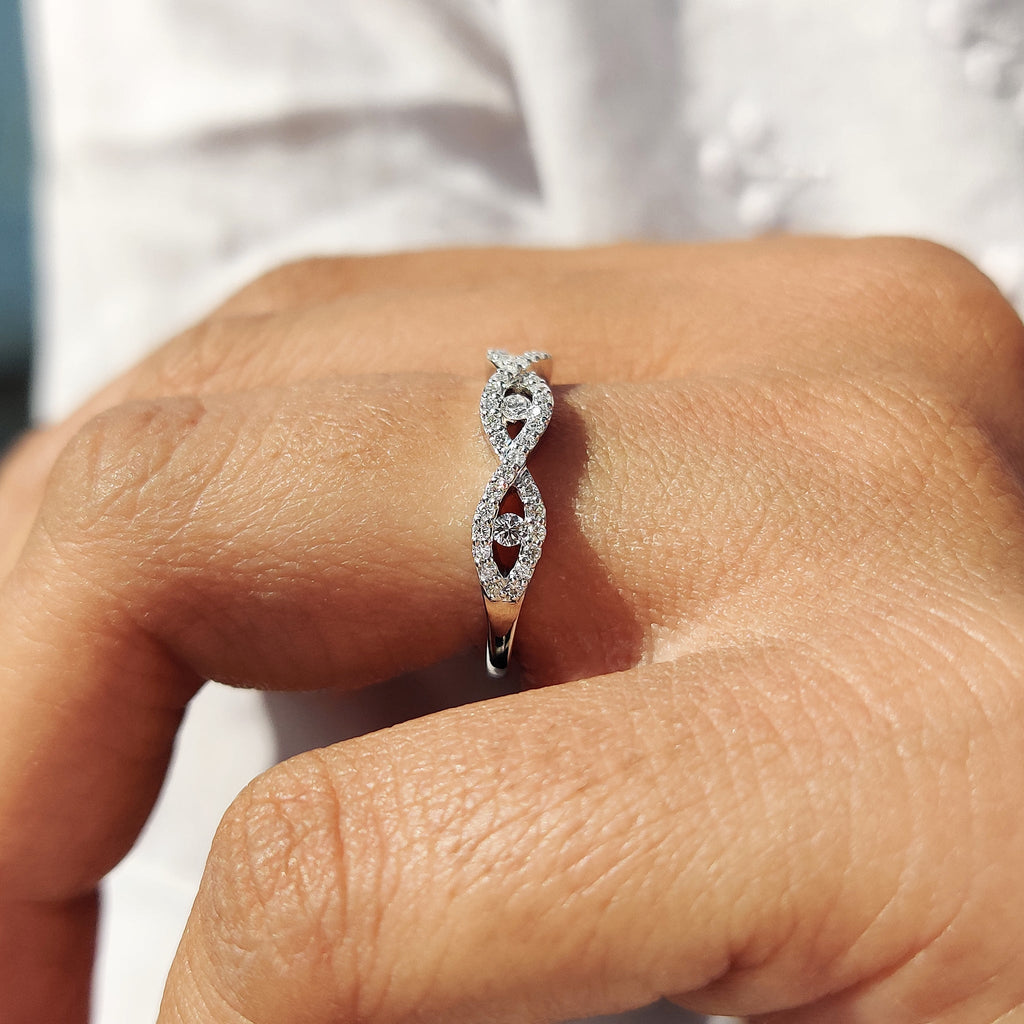 Evil Eye Infinity Wedding Band In White Gold