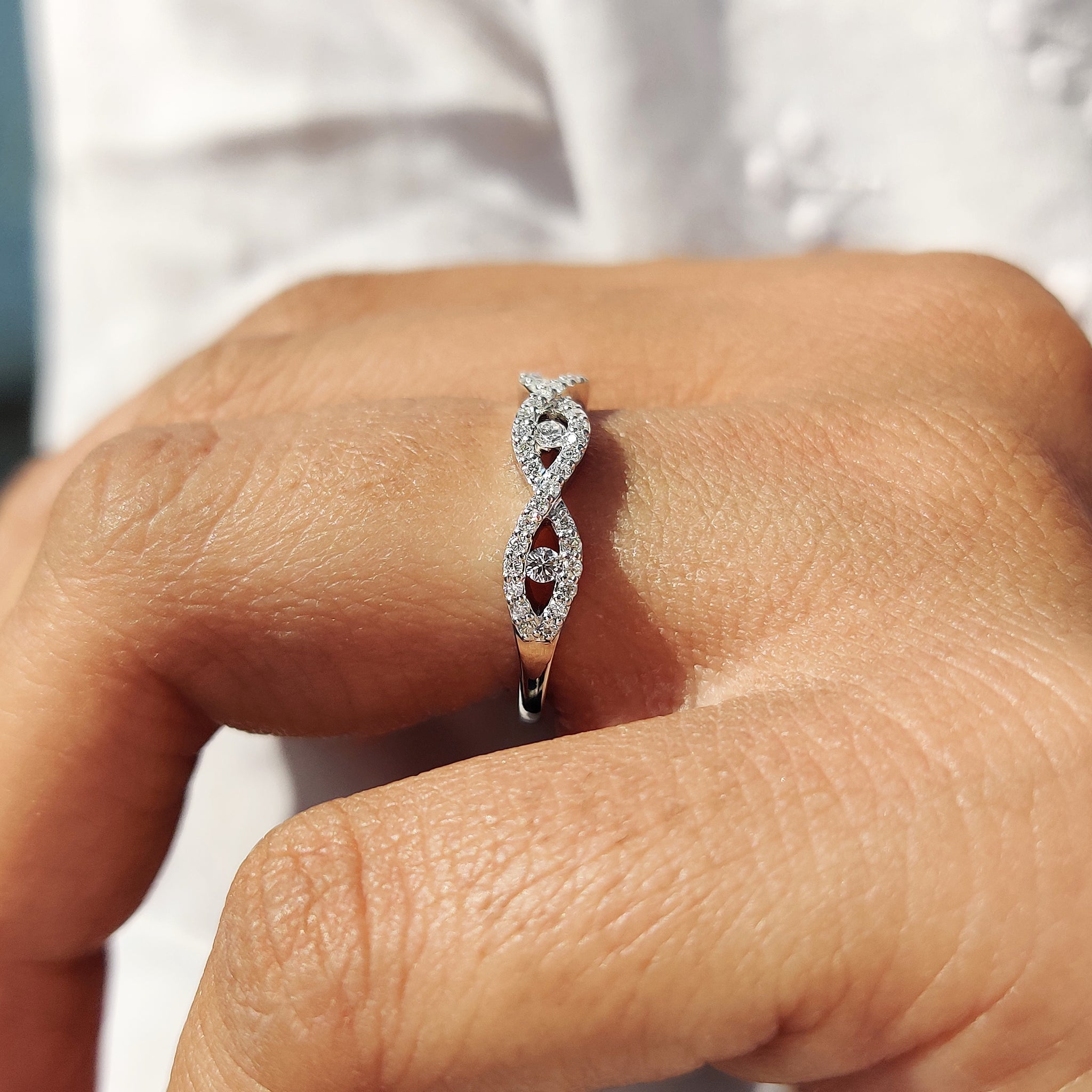 Evil Eye Infinity Wedding Band In White Gold