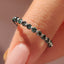 Dark Green Round Cut Full Diamond Eternity Band