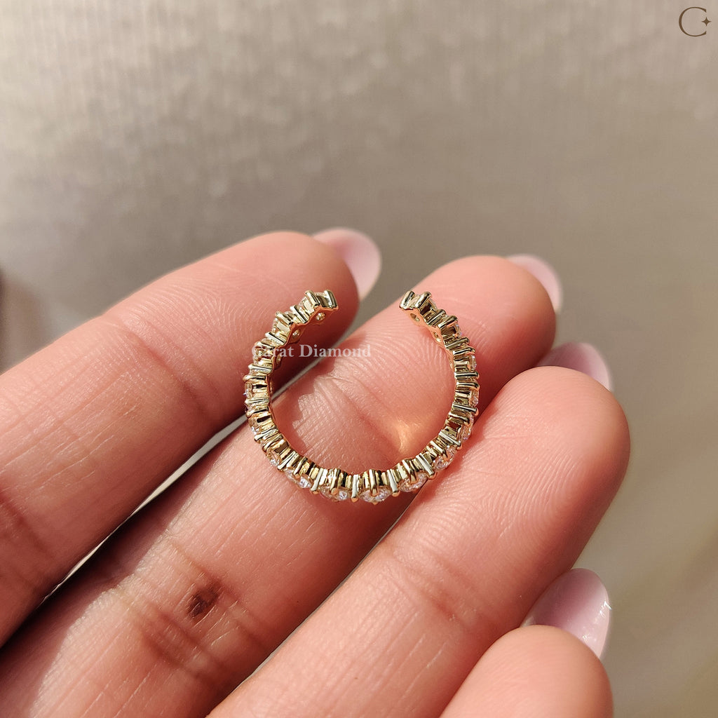 Round Diamond Wedding Band In Open Gap Style