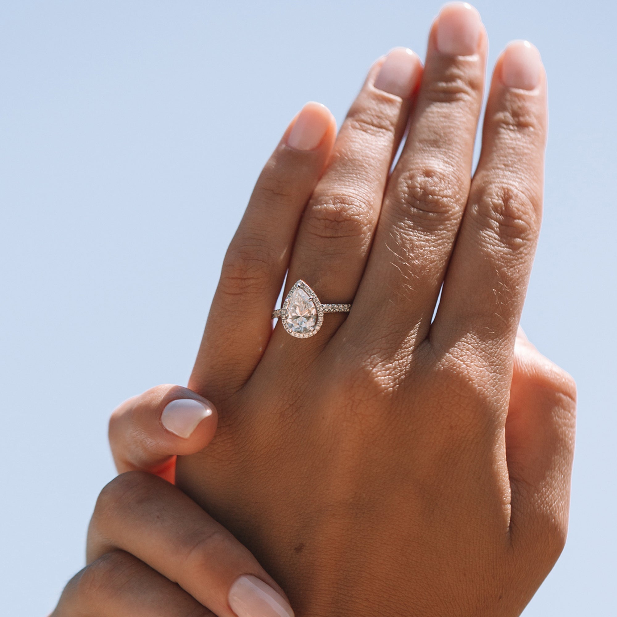 1.93 CT Pear Cut Moissanite Halo Engagement Ring