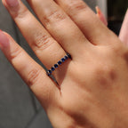Round Cut Blue Sapphire Wedding Band
