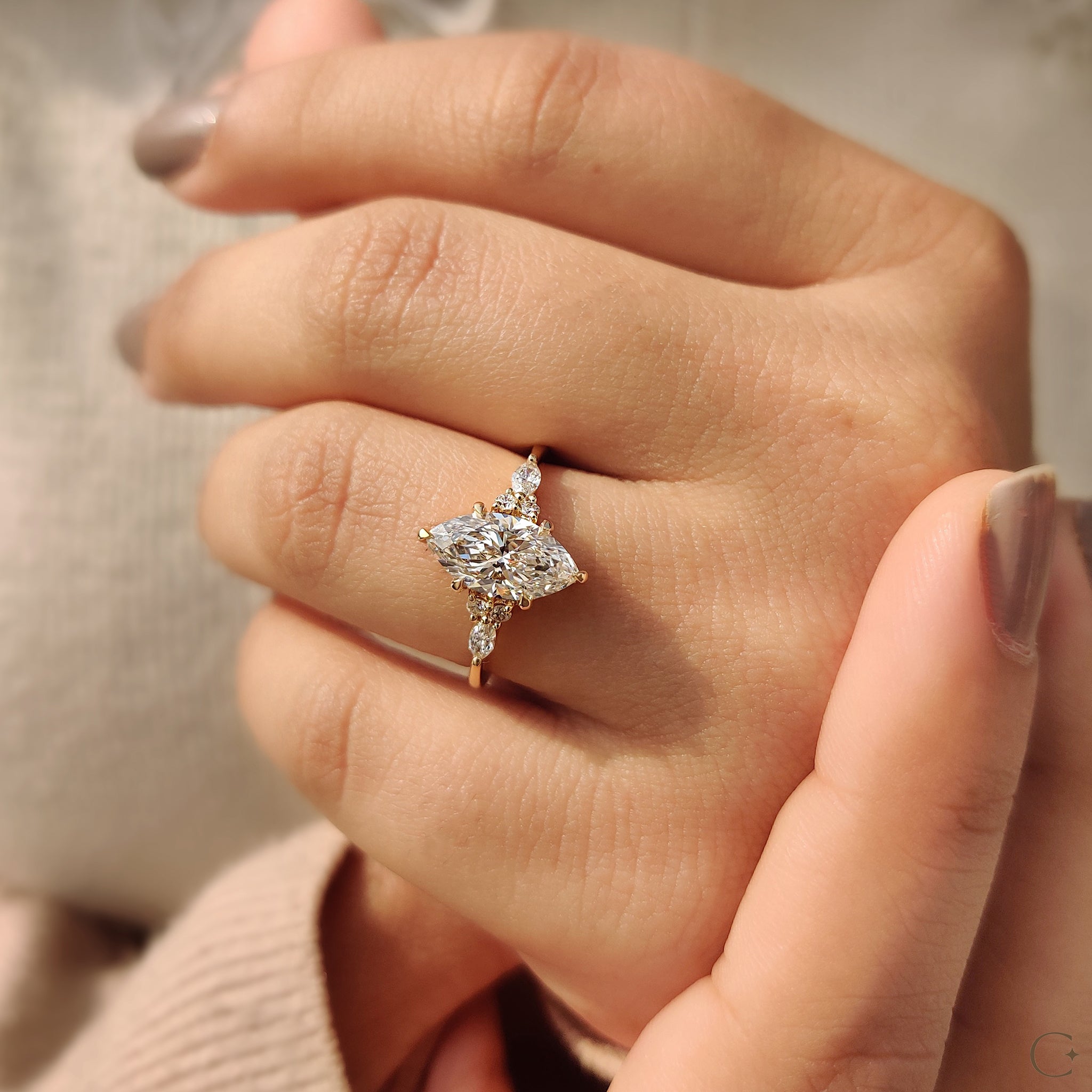 Marquise Engagement Ring In Muse Setting