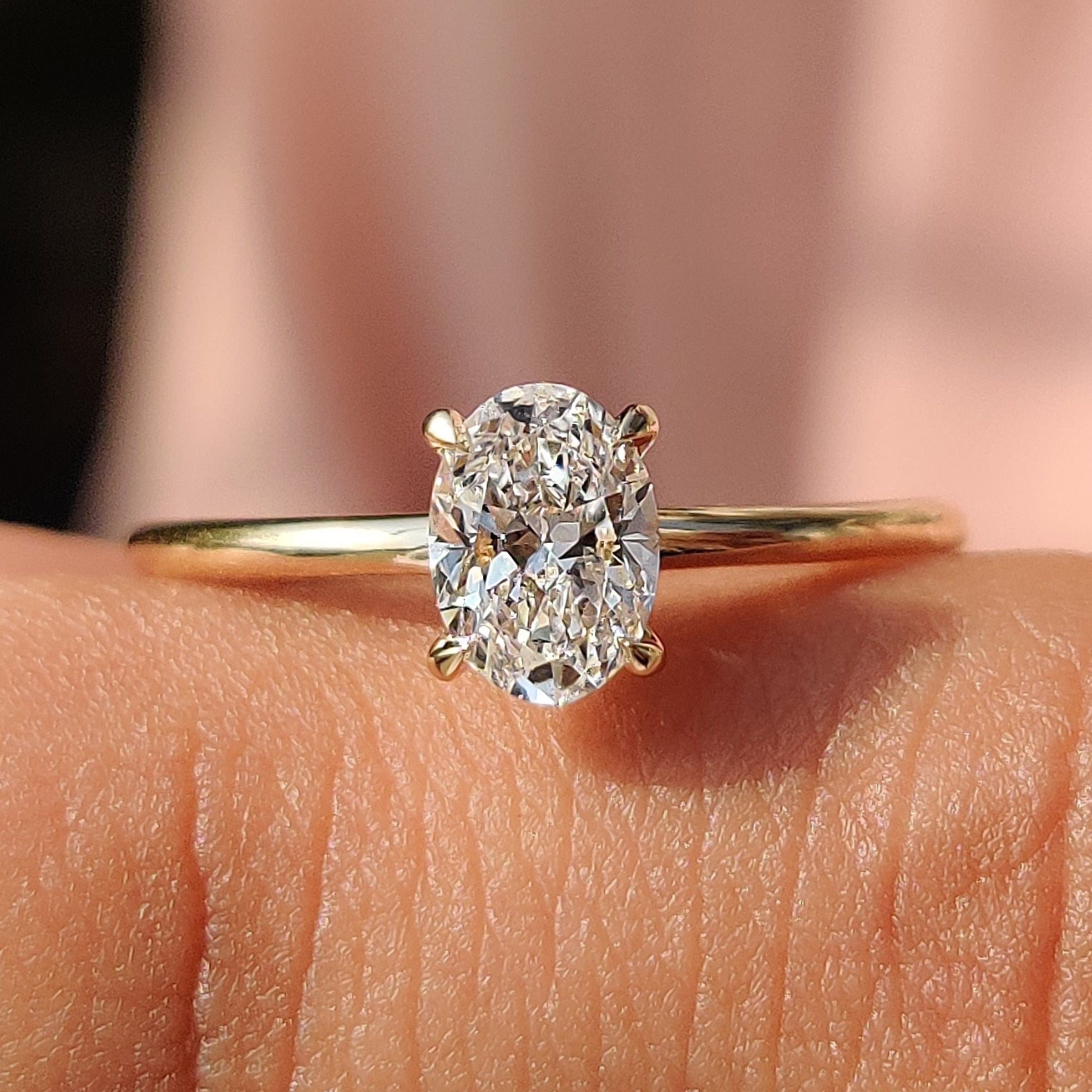 Oval Shaped Diamond Engagement Ring in Solitaire Setting Main image