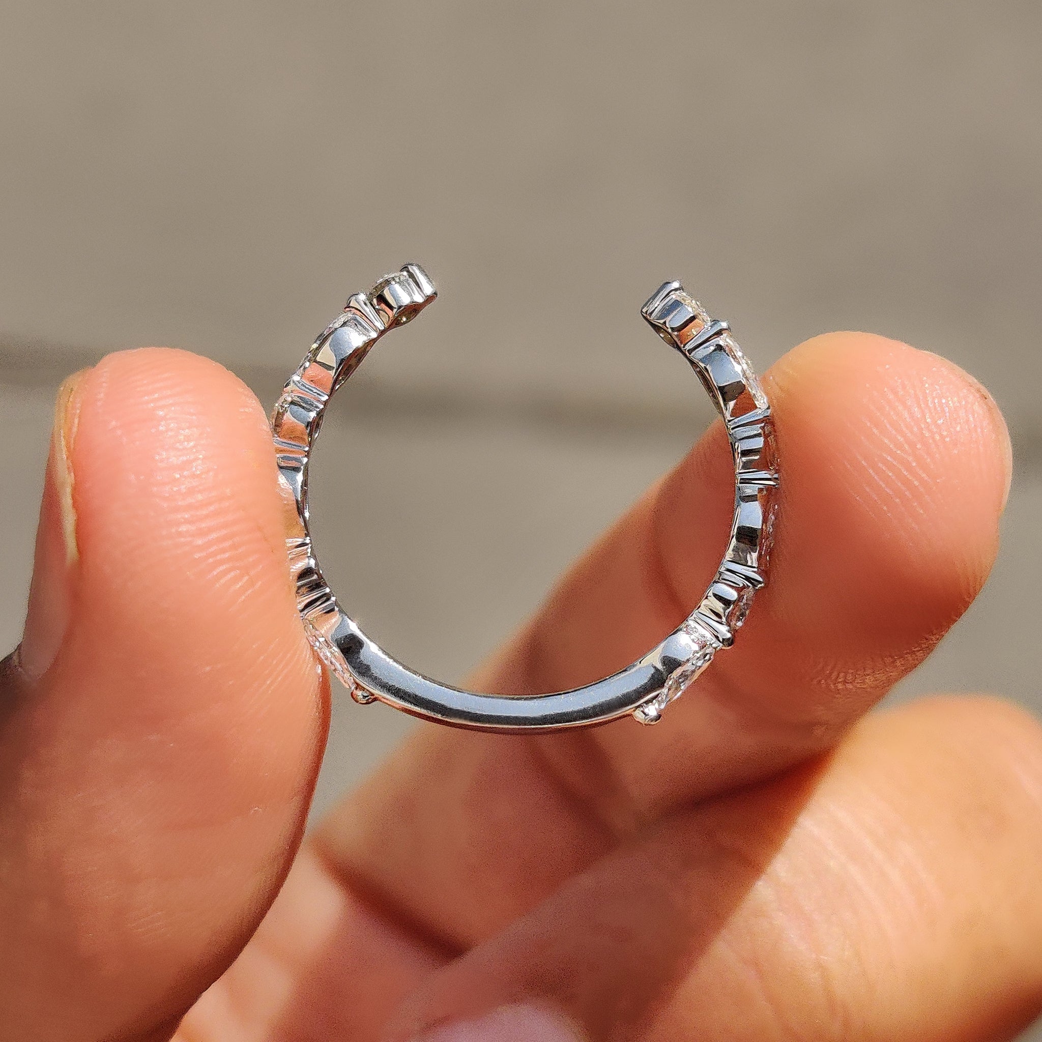 White Gold Womens Wedding Band With Marquise Diamond