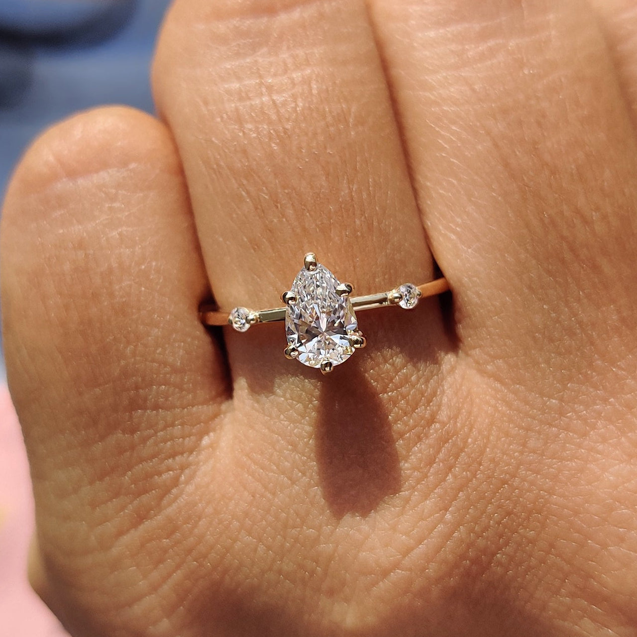 Yellow Gold Pear Cut Diamond Ring