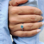 Green Stone Round Solitaire Engagement Ring