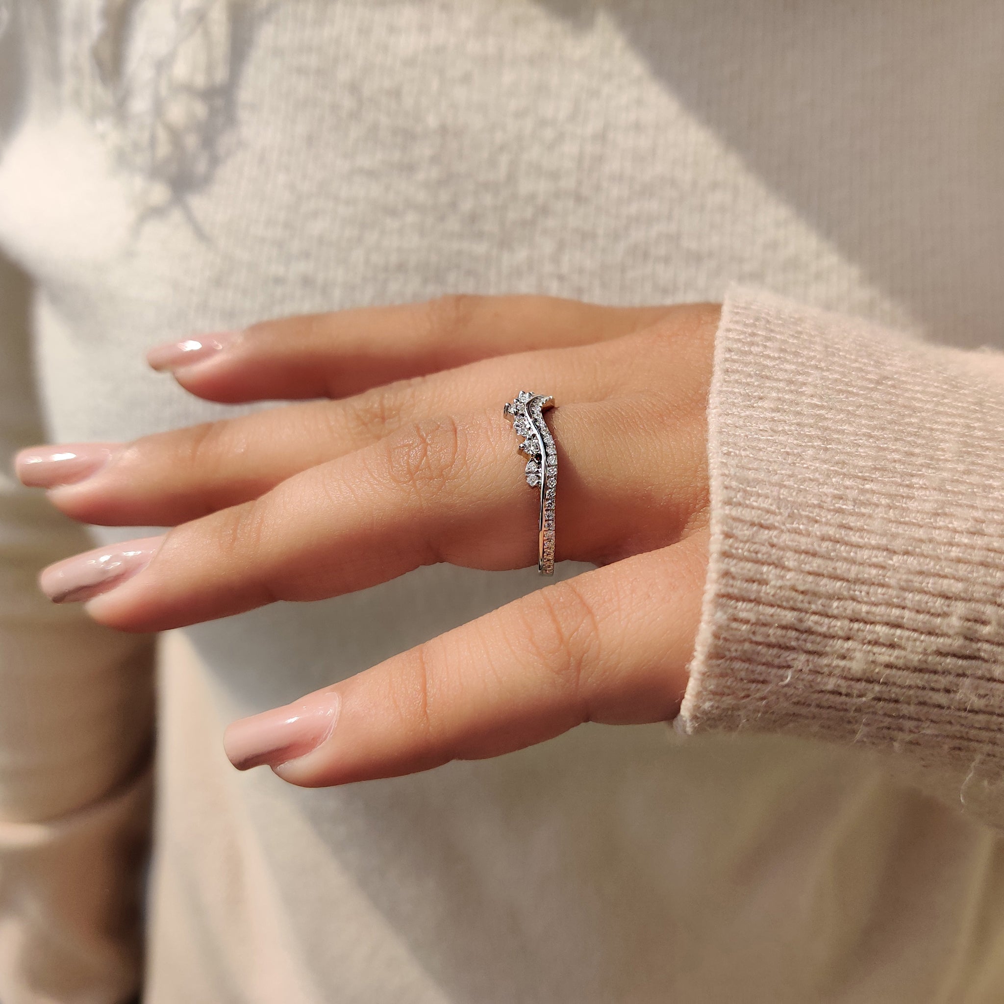 Lab Grown Round Cut Double Row Diamond Band