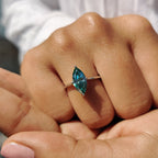 Cyan Blue Marquise Cut Engagement Ring