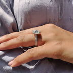 Cushion Cut Halo Engagement Ring in a Pave Band Style