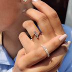 Round Cut Unique engagement ring in Cluster style