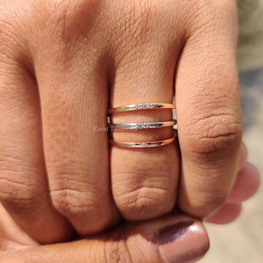 3 Piece Wedding Ring Set In Round Cut Moissanite