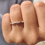 Round Cut Distance Pave Yellow Gold Diamond Band
