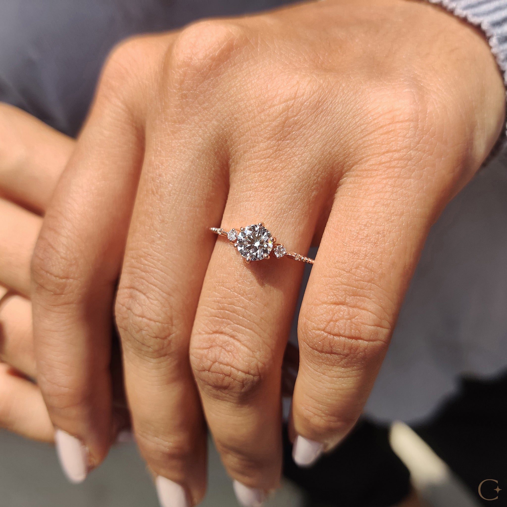 3 Stone Diamond Ring With Round Cut Stones