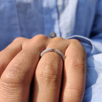 Three Side Pave Open Wedding Band With Round Cut