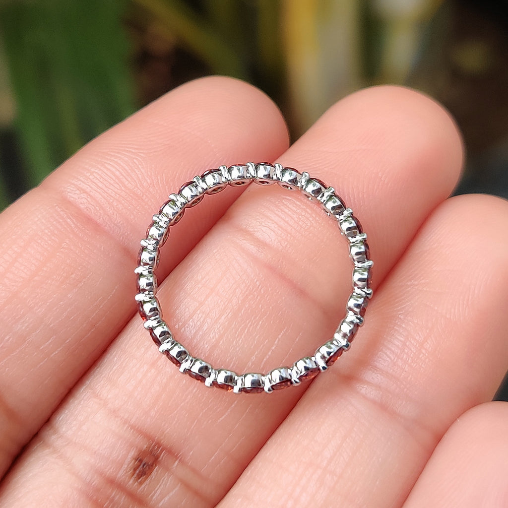 Red Diamond Wedding Band In Eternity Style
