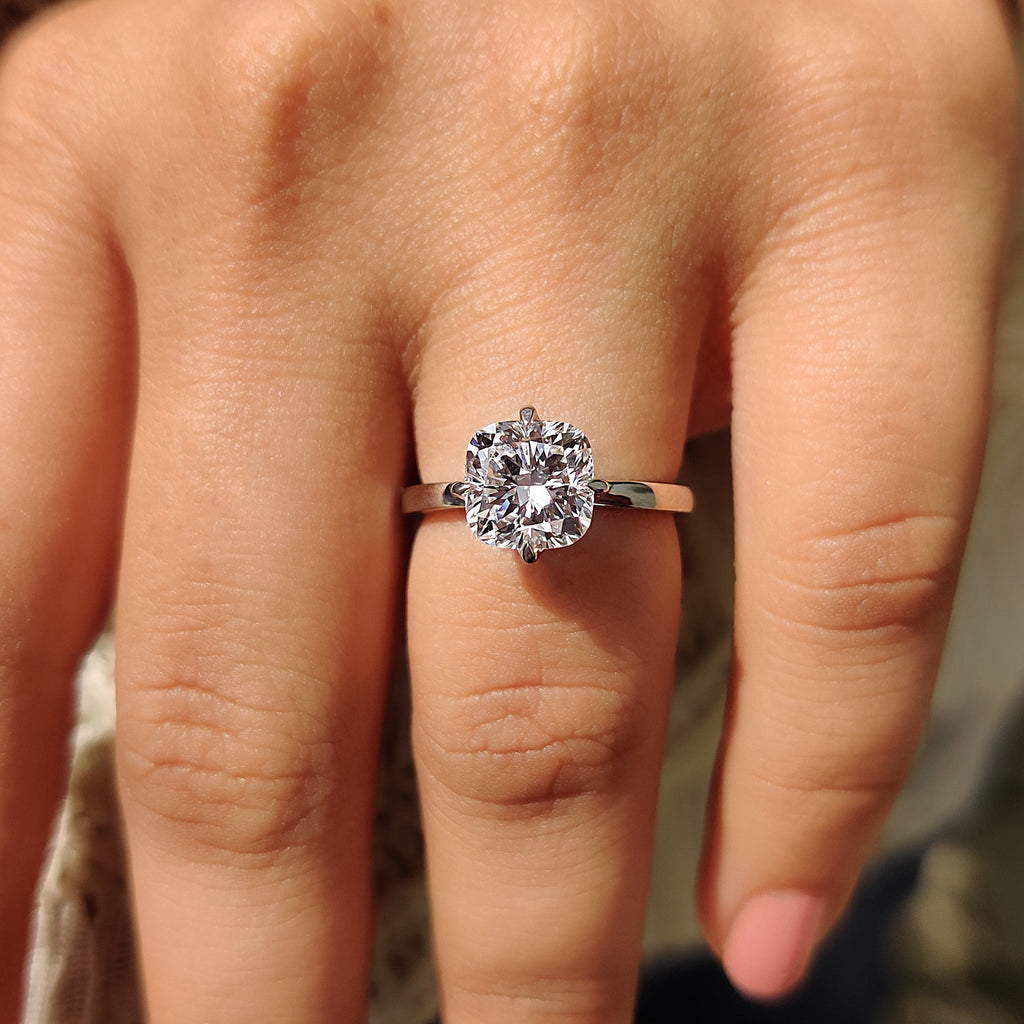 Cushion Diamond Engagement Ring In Solitaire Style