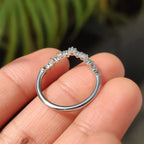 Curved Style Round Cut Wedding Band In U Shaped