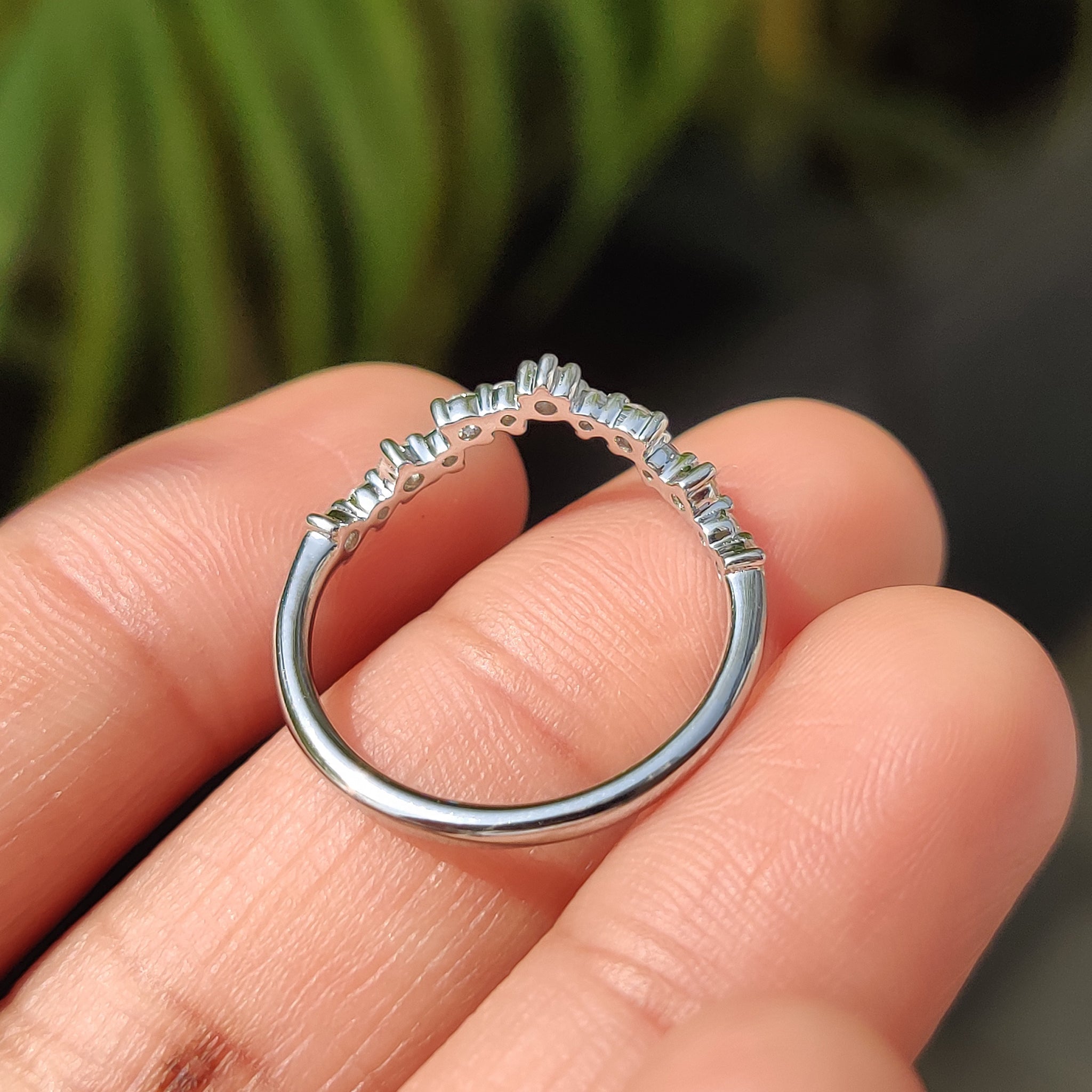 Curved Style Round Cut Wedding Band In U Shaped