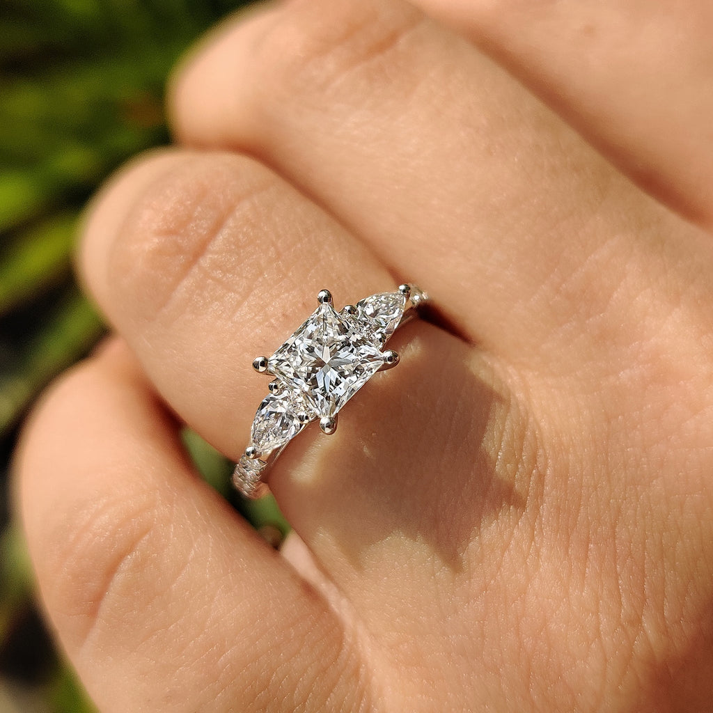 Princess Cut Diamond In Pave Setting Ring