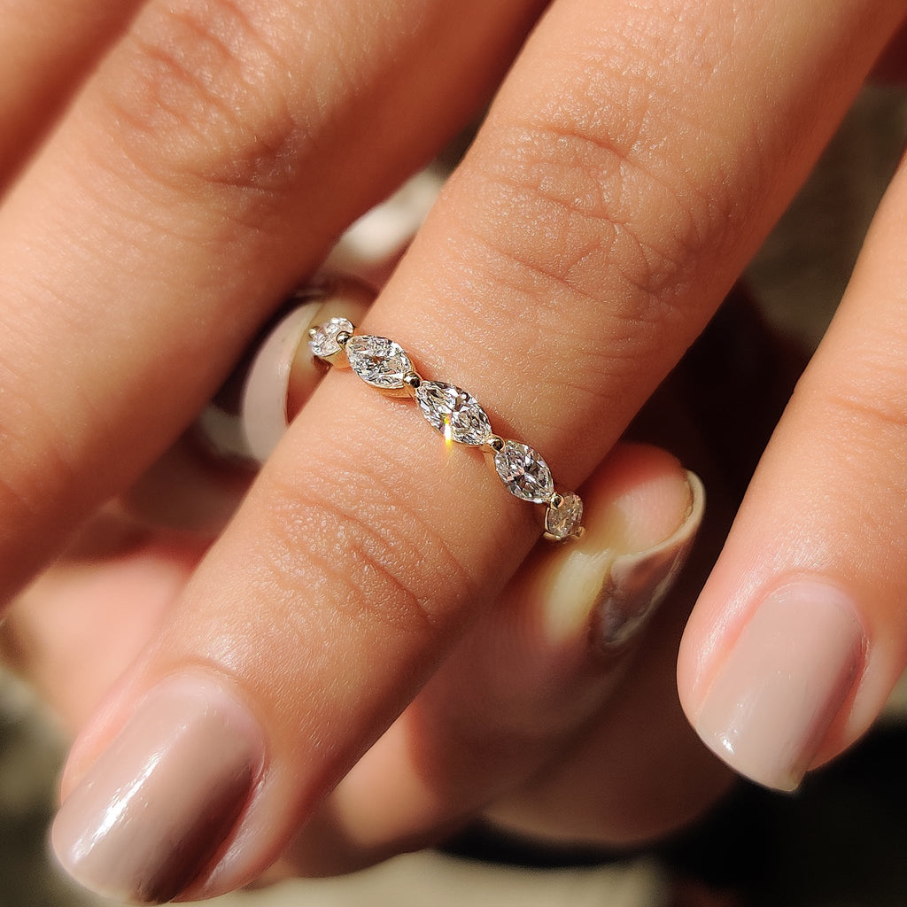 Gold Marquise Wedding Band In Eternity Style