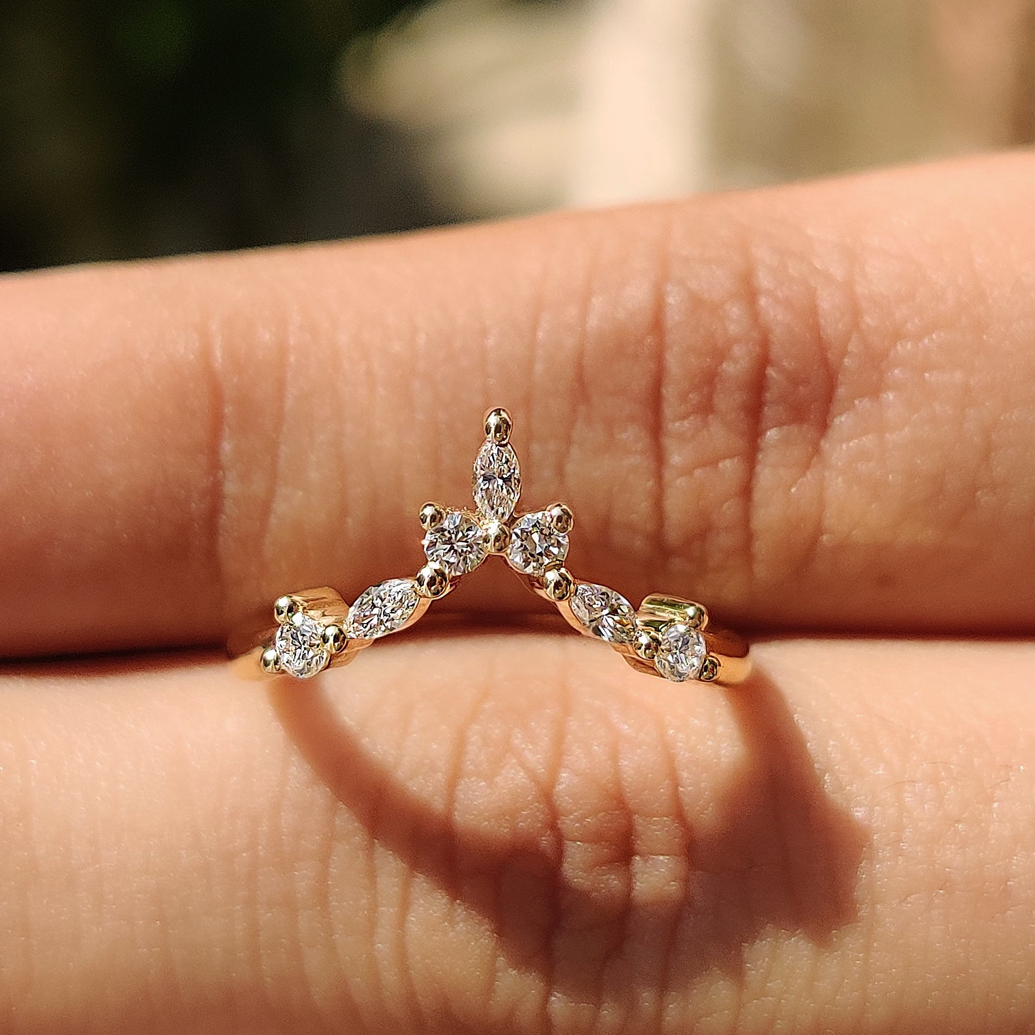 Stackable Curved Wedding Band In Yellow Gold