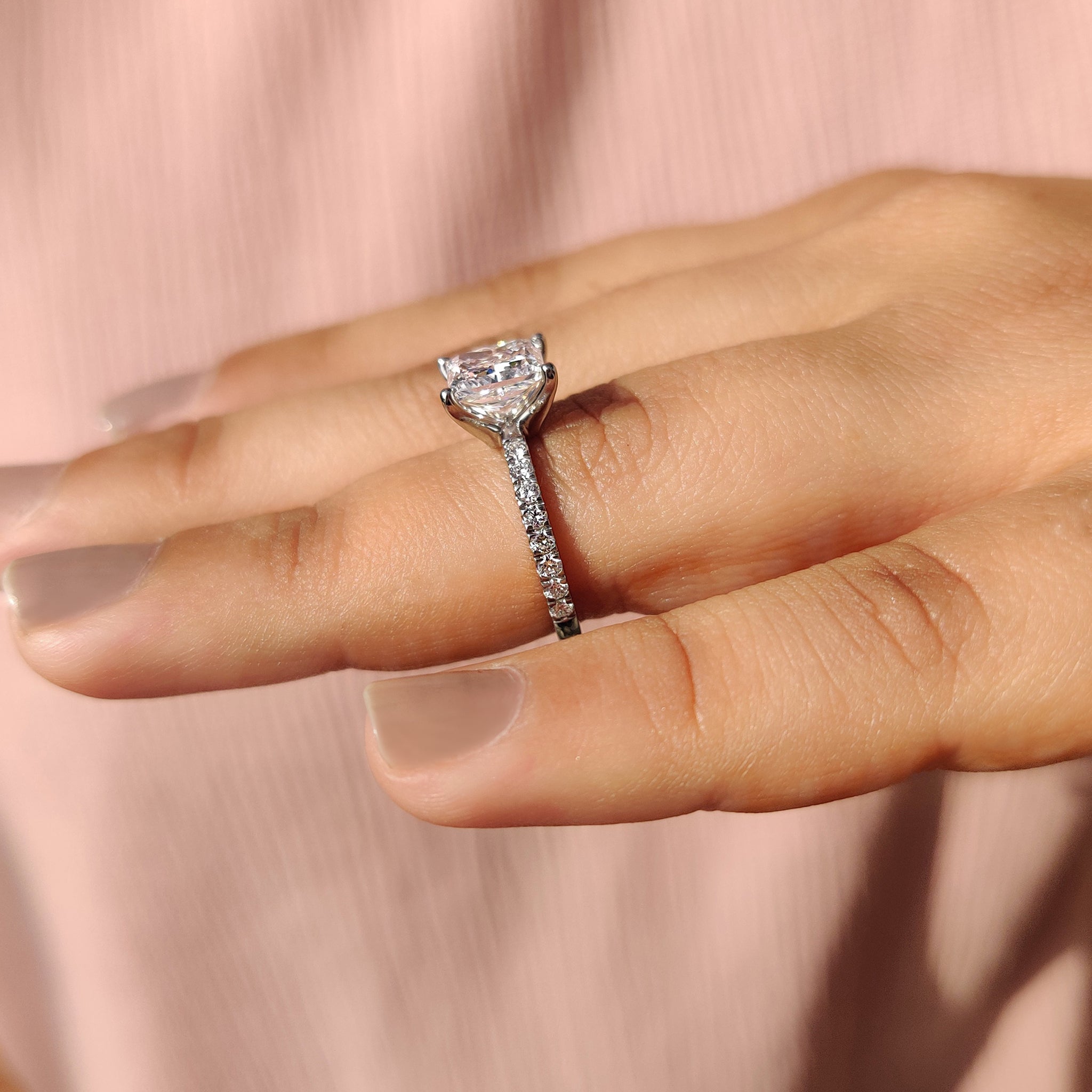 Princess Cut Engagement Ring In Pave Style