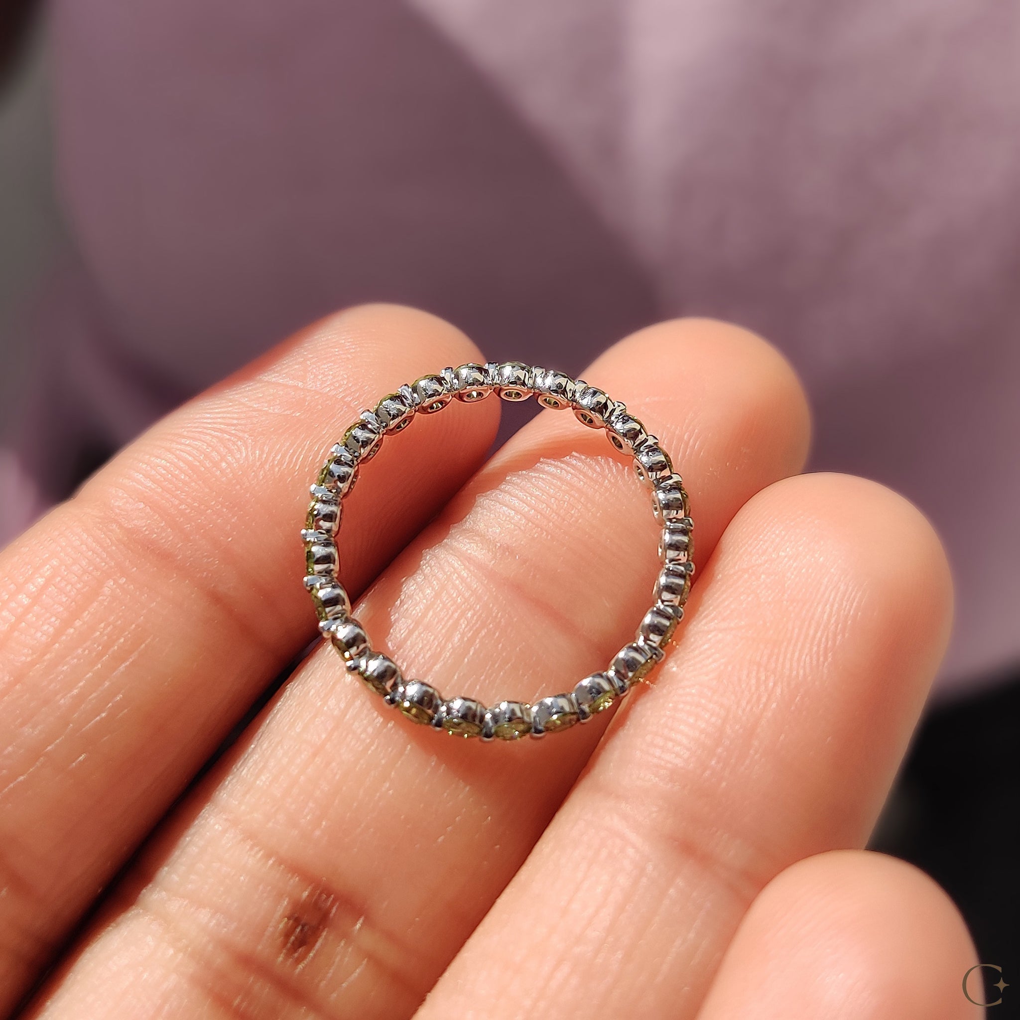 Eternity Round Cut Green Diamond Band