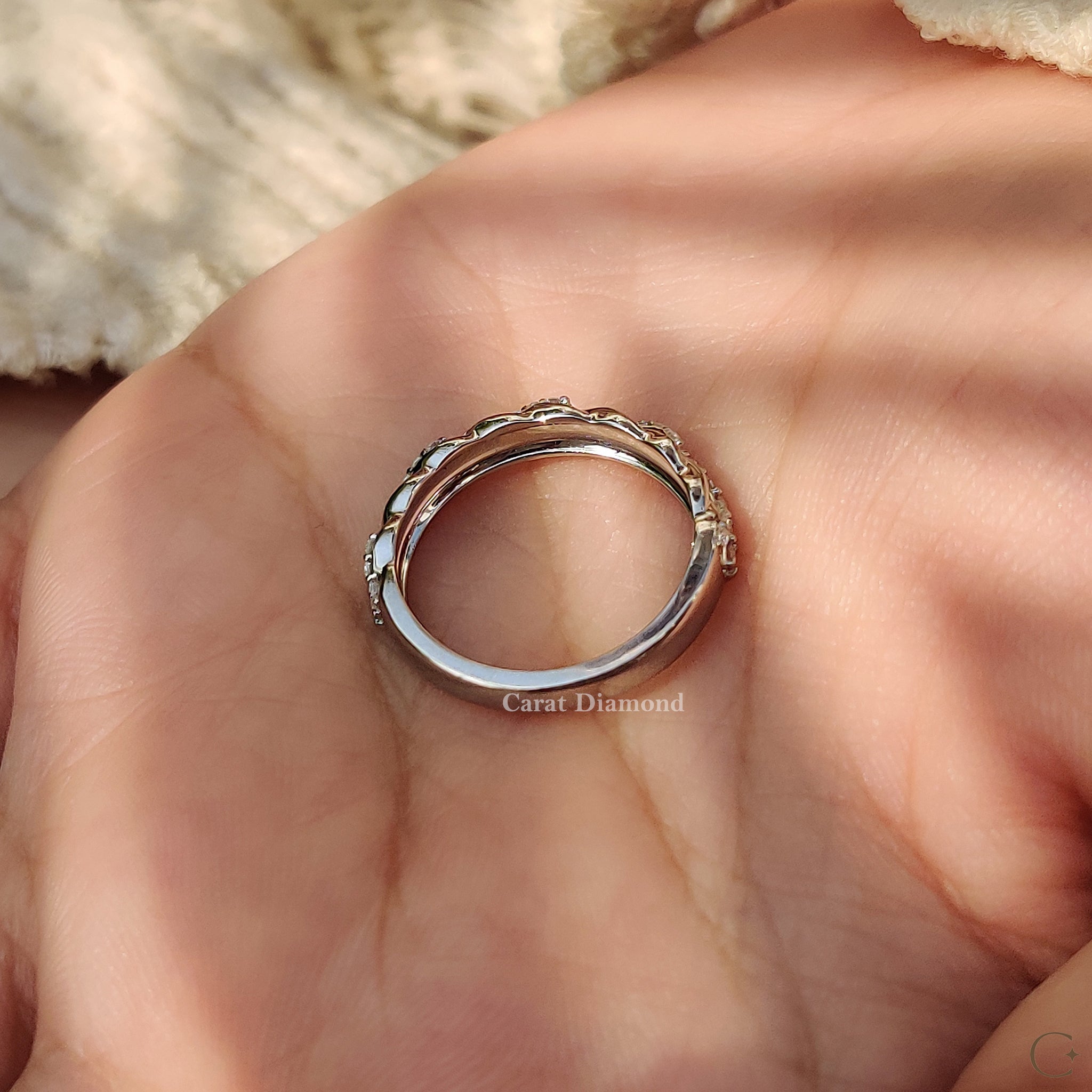 Double Wedding Band In Round Diamond Half Eternity Design