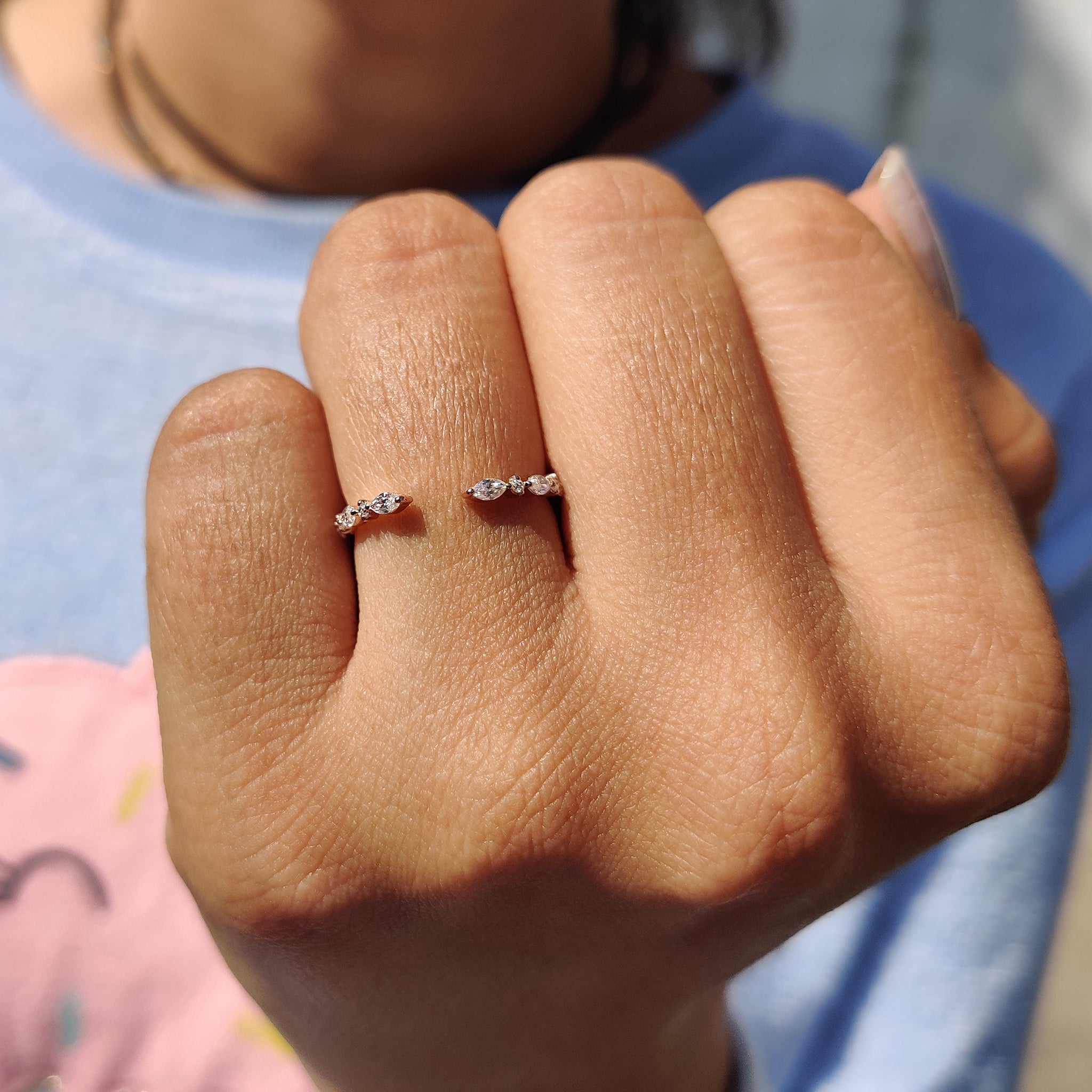 Marquise And Round Wedding Band In Open Gap Setting