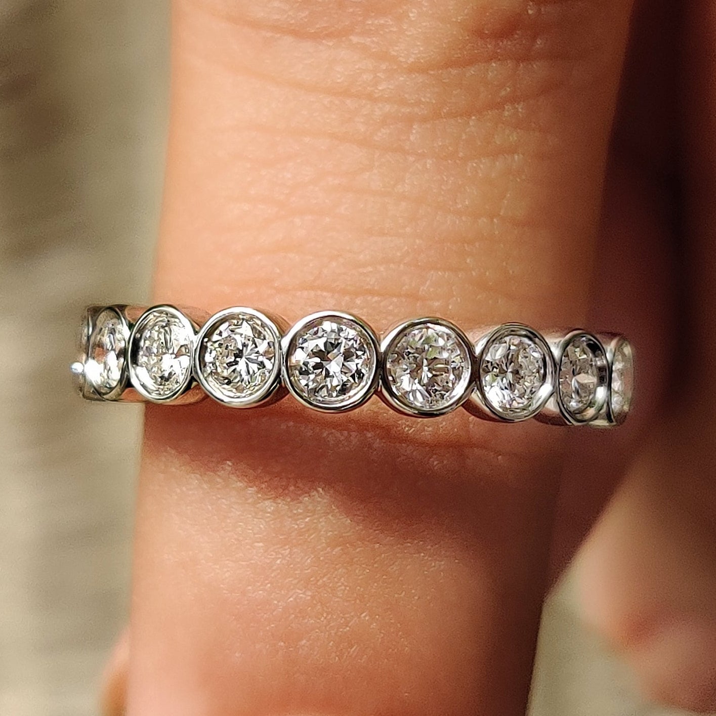 Bezel Set Wedding Band In Round Cut Diamond