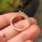 Chevron wedding band With Round Cut Pave Style
