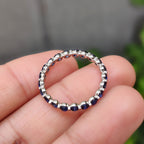 Round Cut Blue Sapphire Wedding Band