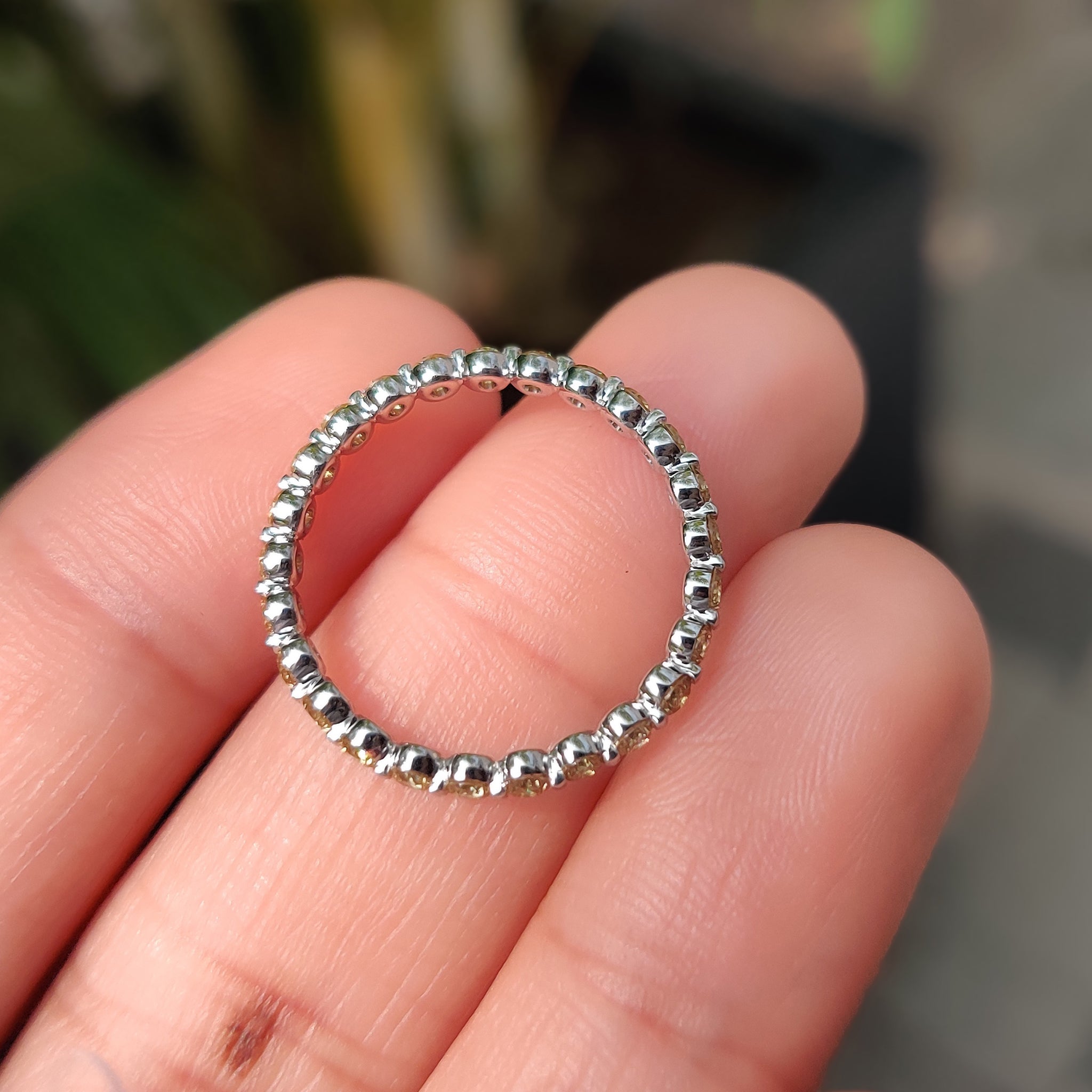 Yellow Diamond Wedding Band With Round Cut