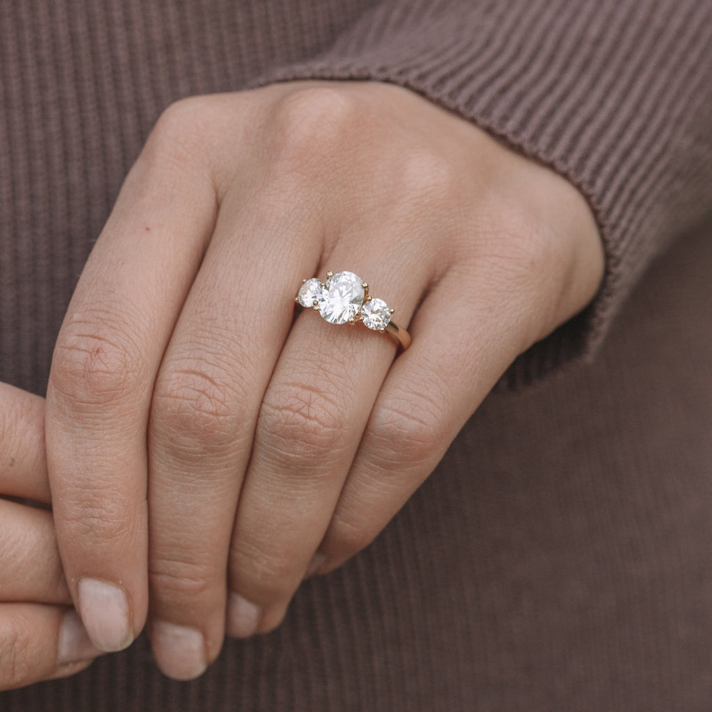 1.91 CT Oval Cut Moissanite Three Stone Engagement Ring