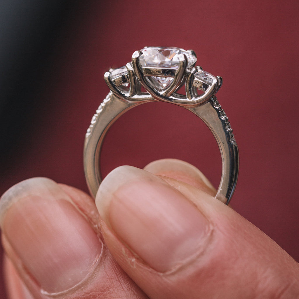 1.60 CT Round Cut Three Stone Moissanite Engagement Ring