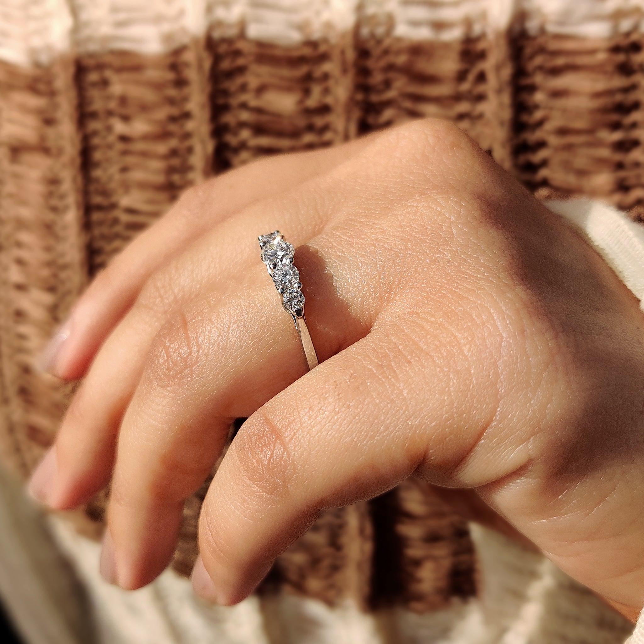 5 Stone Wedding Band With Round Cut Diamond