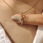 Round Diamond Lighting Bolt Yellow Gold Pendant