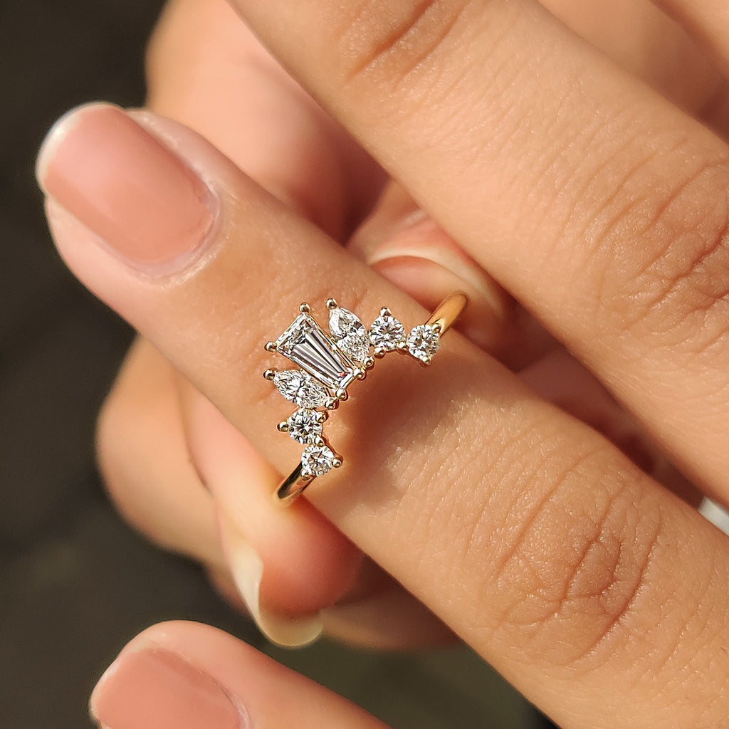 Tiara Wedding Band With Tapered Baguette Diamond