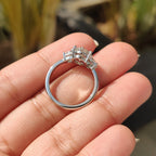 Three Stone Oval Engagement Ring With Half Moon Cut