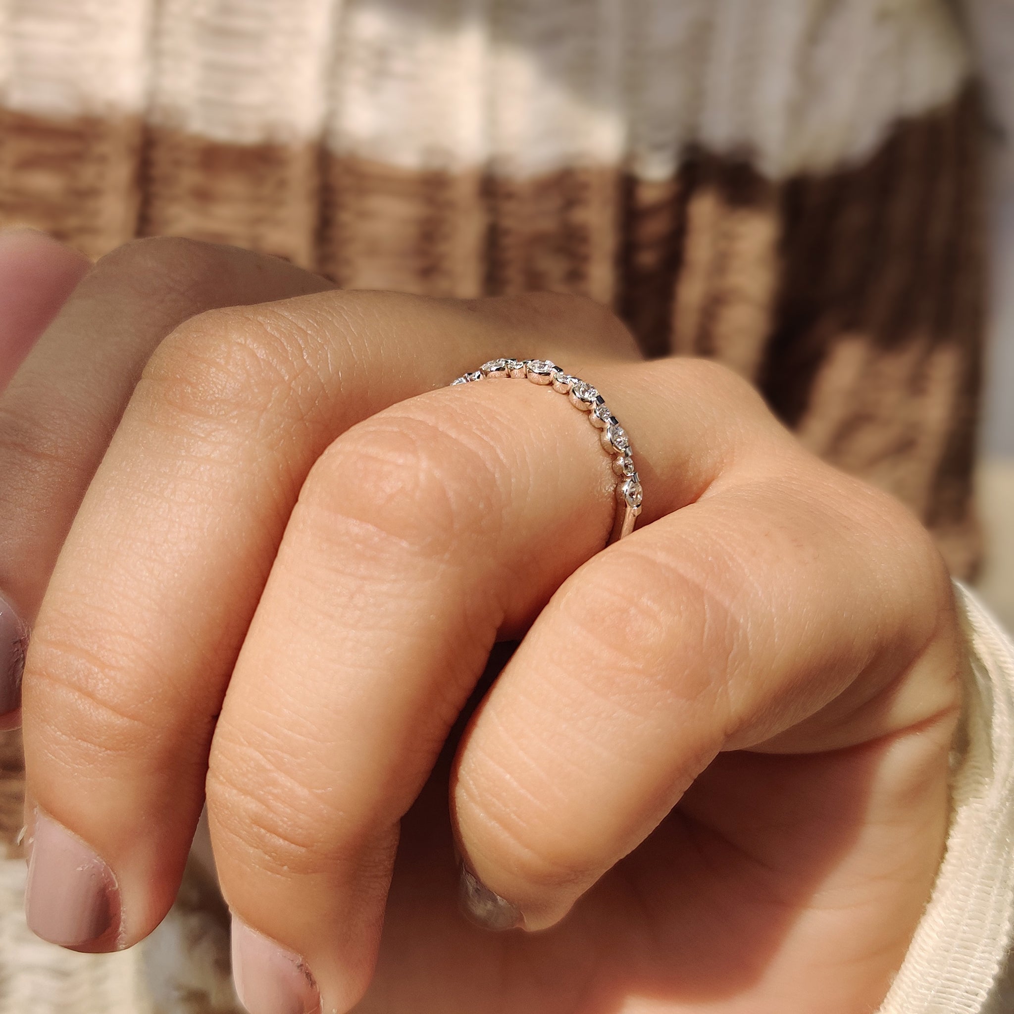 Moissanite Round Cut Half Eternity Band